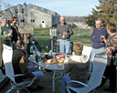 family gathering on a deck